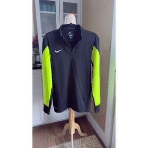 Nike Dri-FIT Mens Black Neon Yellow Quarter Zip Athletic Pullover Shirt Size S